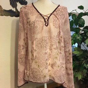 Just Class sheer tie bust tunic top sheer M